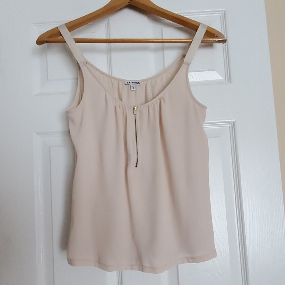 Express nude beige zip front tank top Sz Small